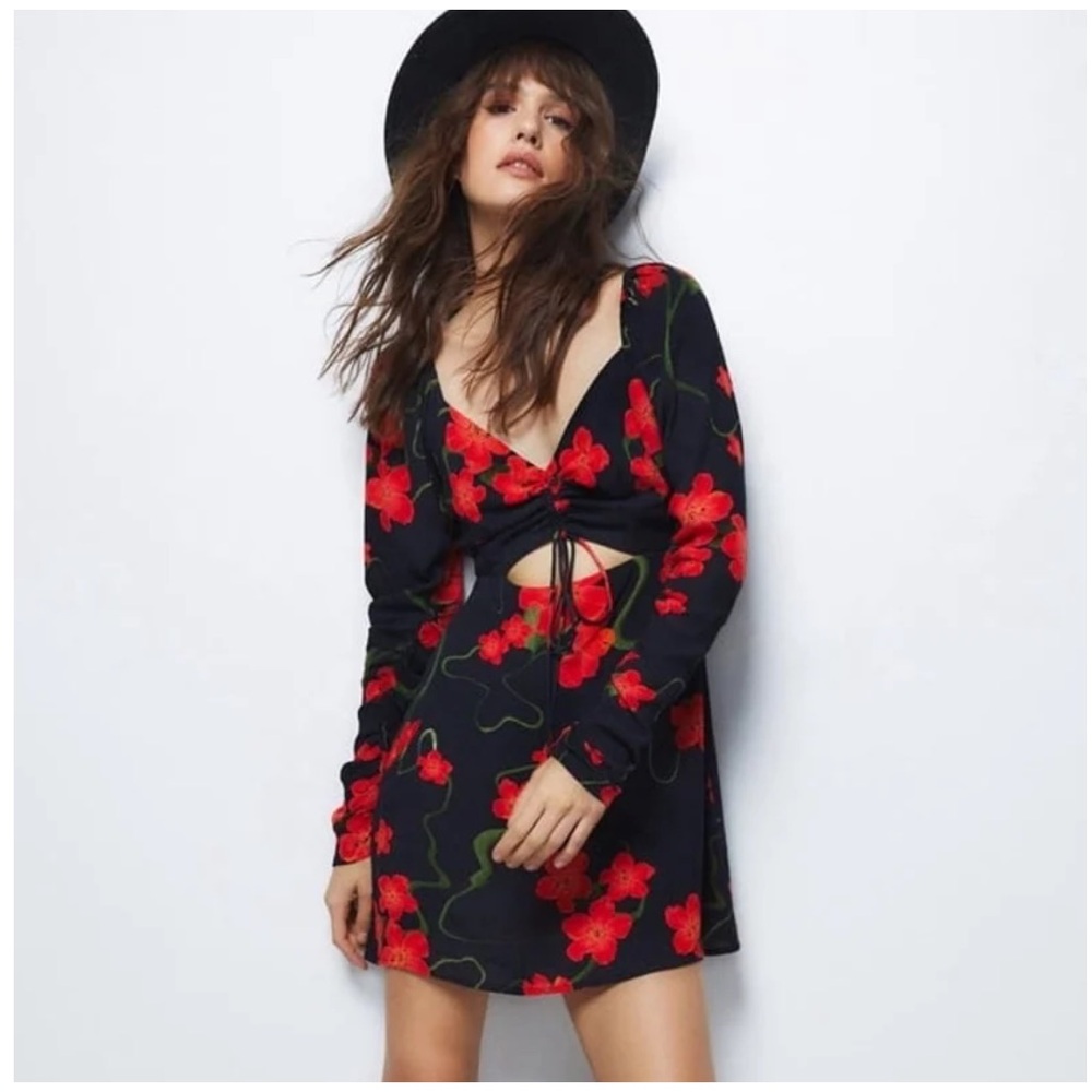 Floral Ruched Skater Dress